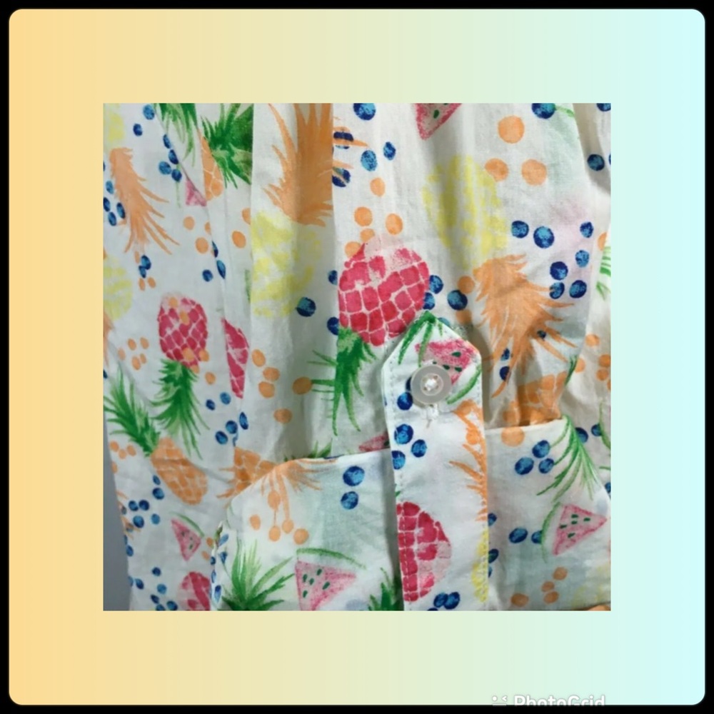 Talbots Button Down Cotton Pineapple Blouse Large - image 8